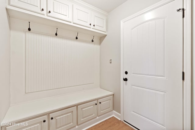 mudroom with light wood-type flooring