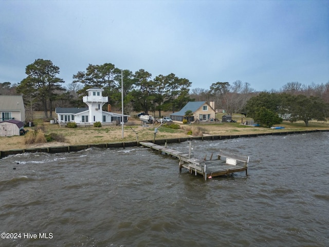 view of dock featuring a water view