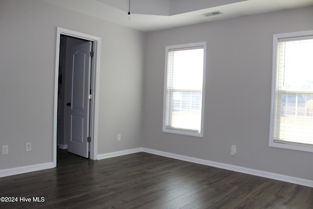 spare room featuring dark wood-type flooring