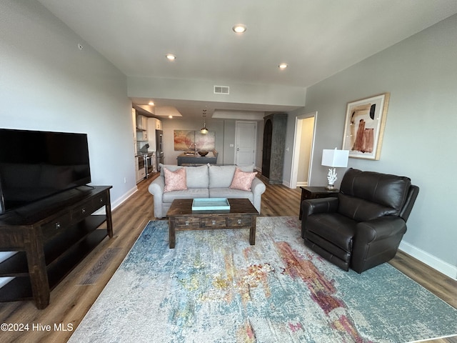 living room featuring wood-type flooring