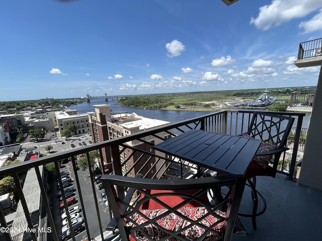 balcony with a water view