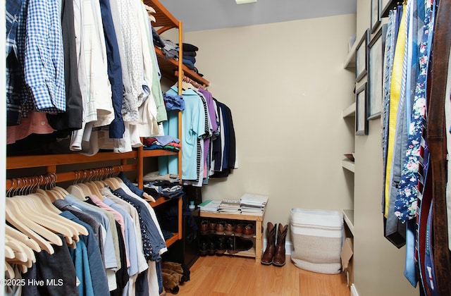 walk in closet featuring wood-type flooring