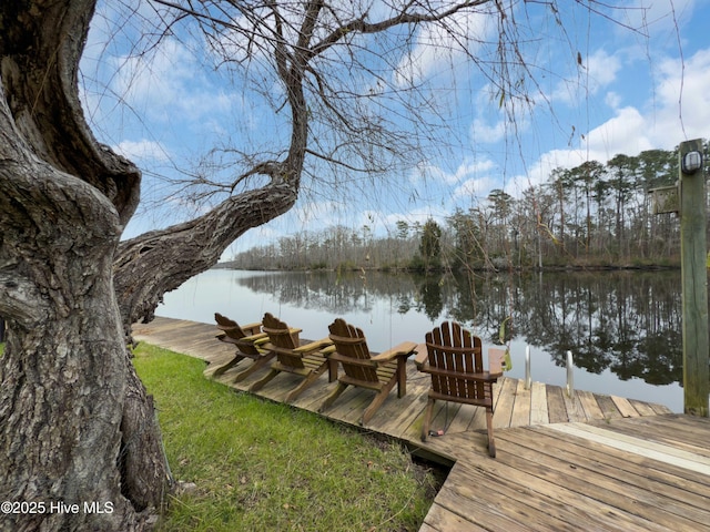 view of dock featuring a water view