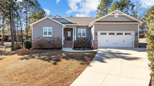 craftsman inspired home with a garage