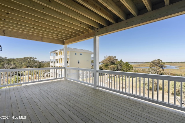 deck with a water view