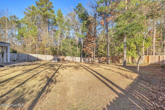 view of yard featuring a fenced backyard