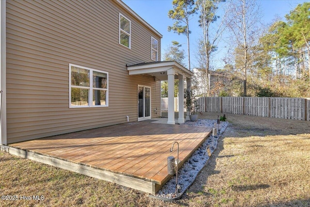 deck featuring fence