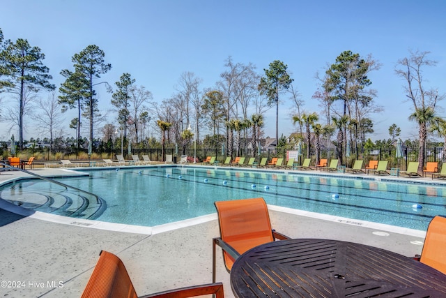 view of swimming pool with a patio