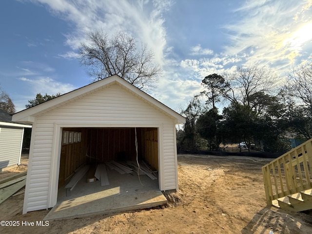 view of detached garage