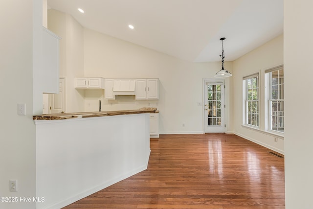 3882 White Blossom Cir, Southport, NC 28461 - interior space featuring baseboards, recessed lighting, wood finished floors, and lofted ceiling
