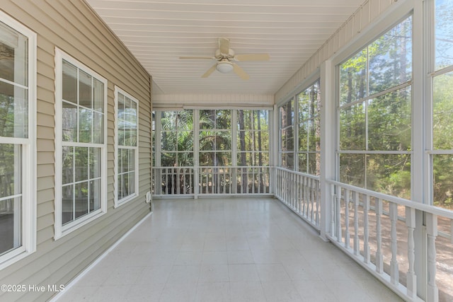 3882 White Blossom Cir, Southport, NC 28461 - unfurnished sunroom featuring a ceiling fan