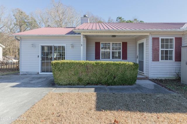 view of single story home