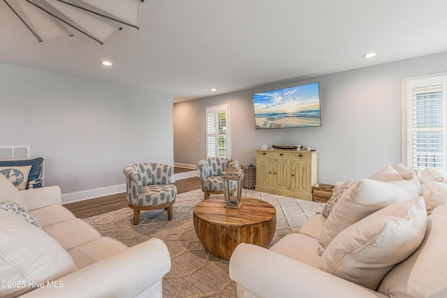 living room featuring light hardwood / wood-style floors