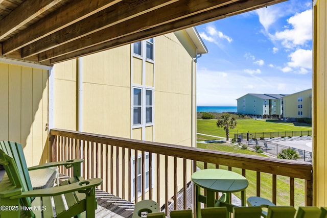 balcony with a water view