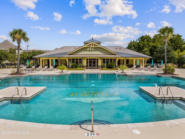 view of pool featuring a patio