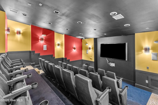 view of carpeted home theater room