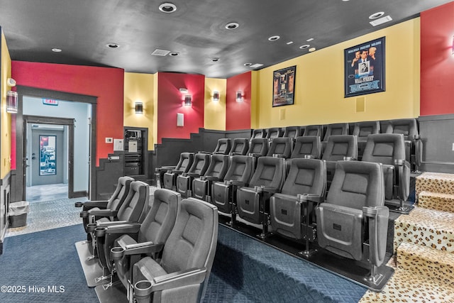 home theater room featuring carpet