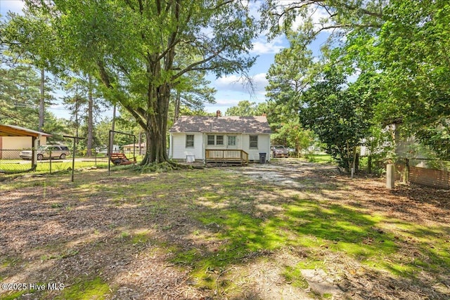 view of yard with a deck