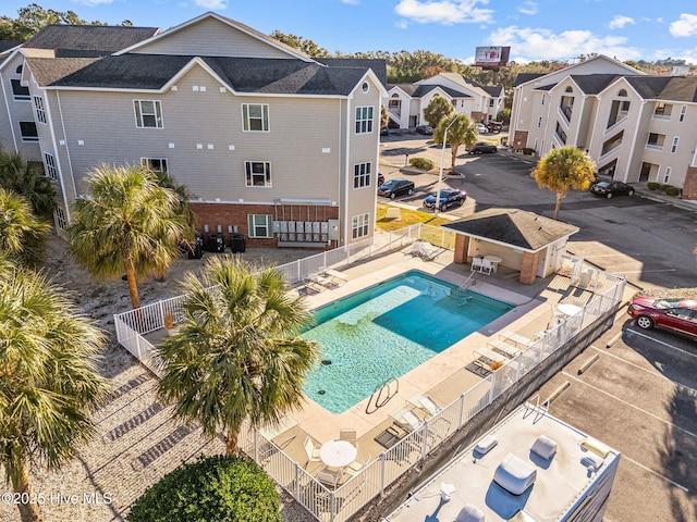 view of swimming pool with a patio and central AC unit