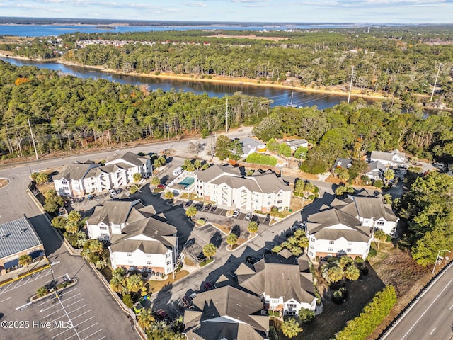 bird's eye view featuring a water view