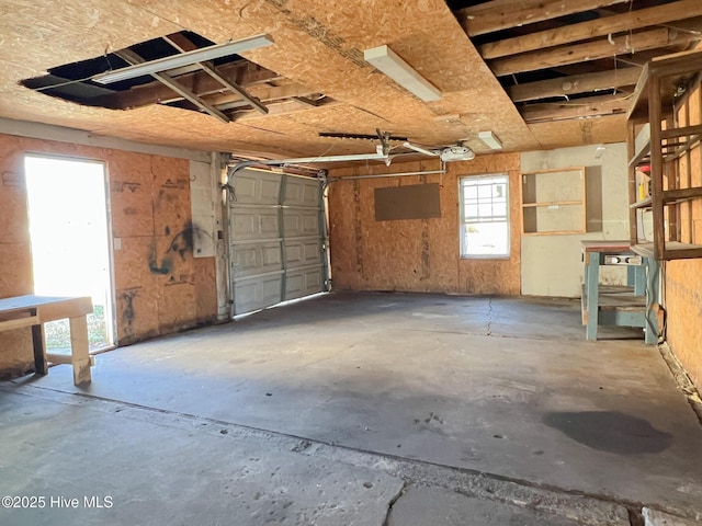 garage with a garage door opener