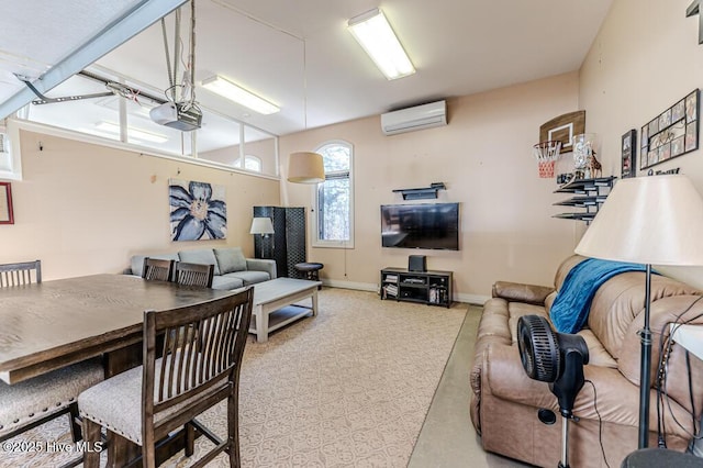 living room with a wall mounted air conditioner