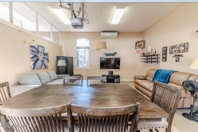 dining area with an AC wall unit