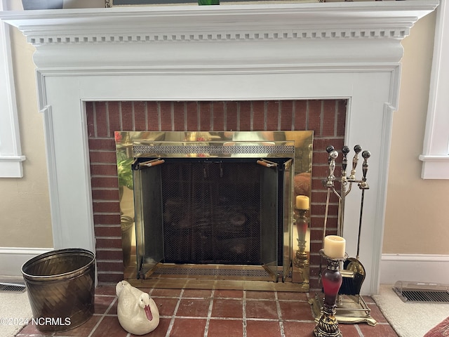 details with a fireplace