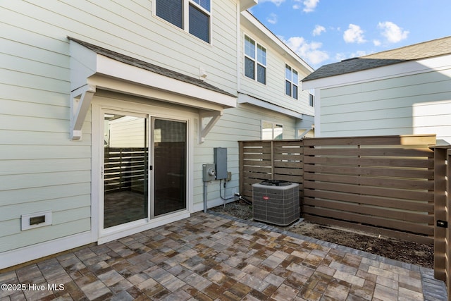 view of patio featuring central AC unit