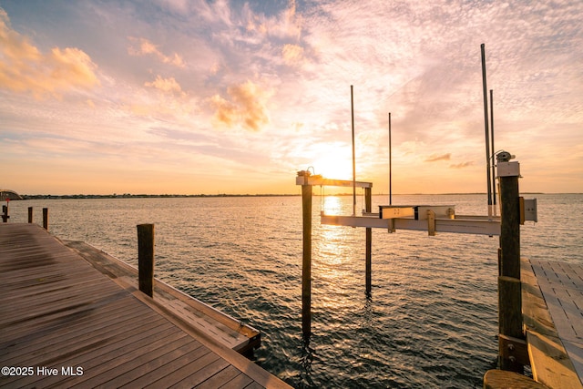 dock area featuring a water view