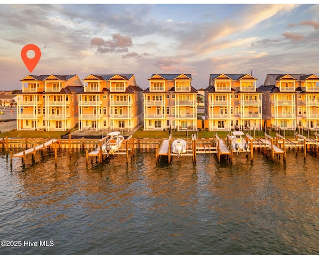 water view with a boat dock