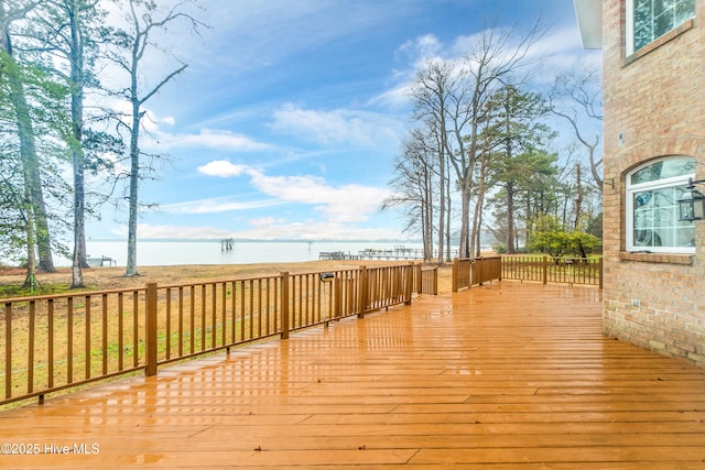 deck with a water view