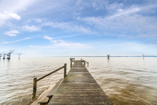 view of dock featuring a water view