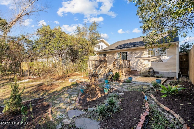 view of yard with a deck