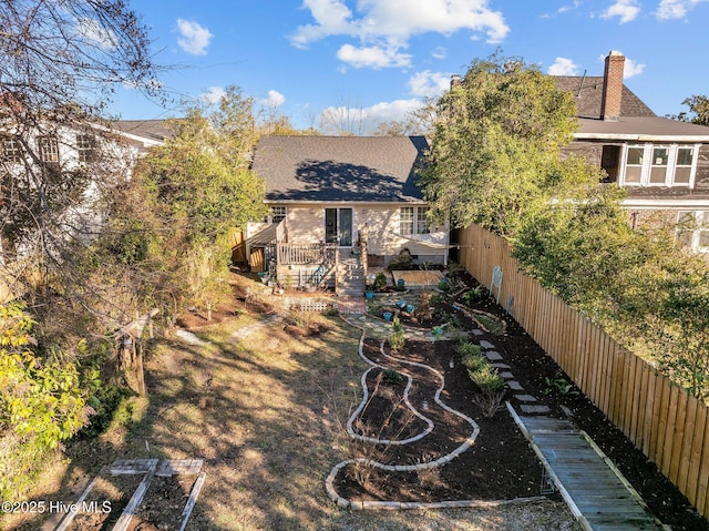 view of yard featuring a deck