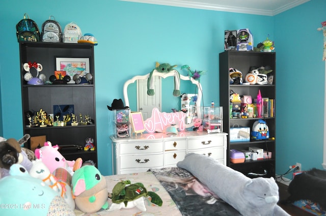 bedroom featuring ornamental molding