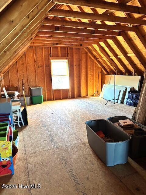 view of unfinished attic