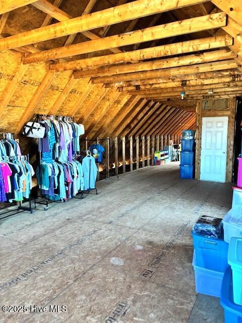 view of unfinished attic