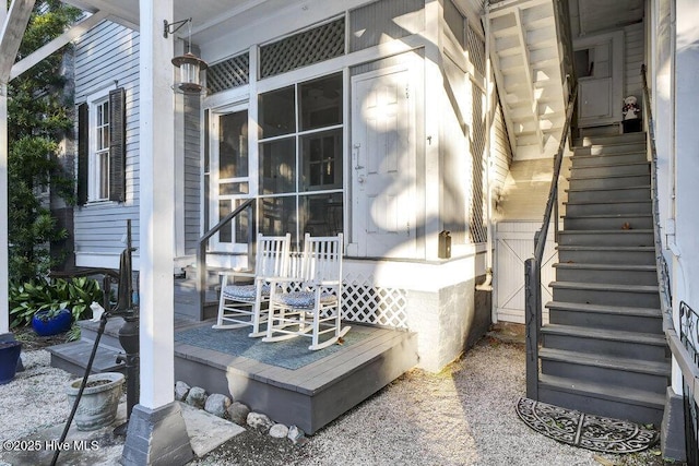 view of patio with stairs