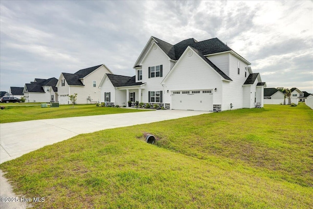 2022 Tarpon Trl, New Bern, NC 28562 - view of front facade with concrete driveway, a front yard, and a residential view