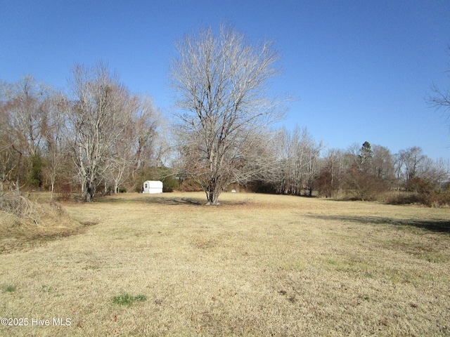 view of yard with a storage unit and an outbuilding