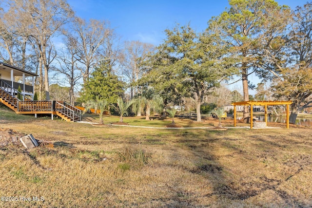 view of yard featuring a deck