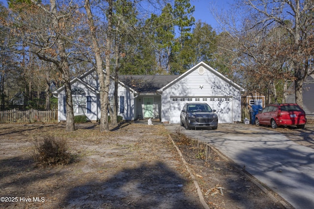 single story home with a garage