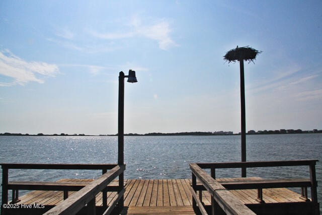 view of dock featuring a water view