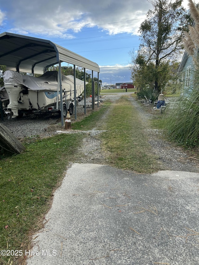 exterior space featuring a carport