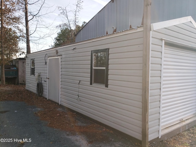 exterior space featuring a garage