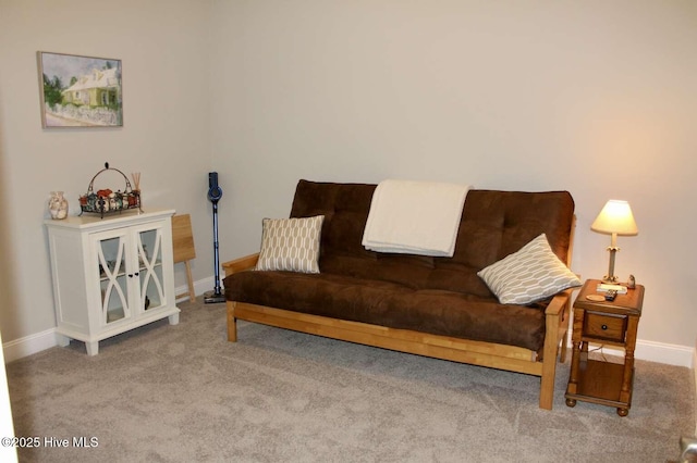 living area with carpet flooring