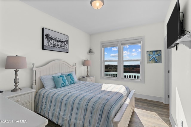 bedroom featuring baseboards and wood finished floors