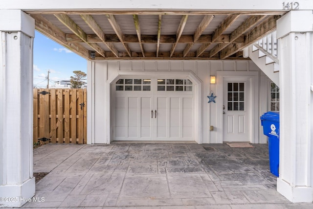 view of garage