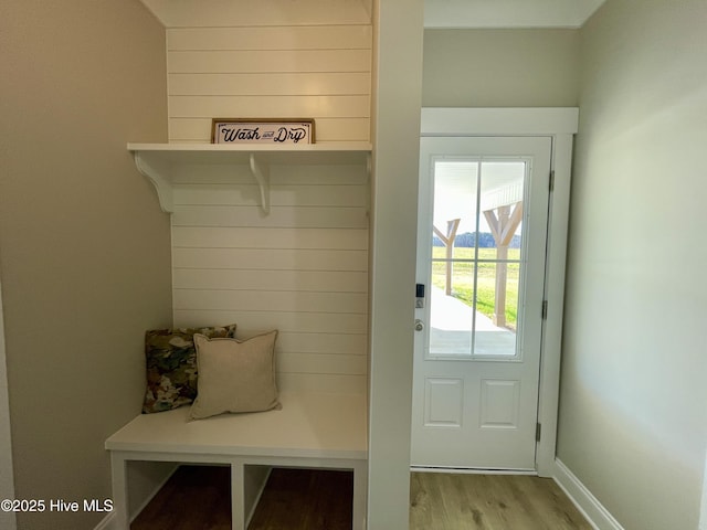 mudroom featuring light wood-type flooring